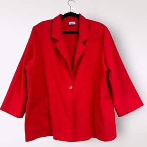 Modern‎ Essentials Red Blazer Power Suit Women's Size XL Buttoned Plus Workwear